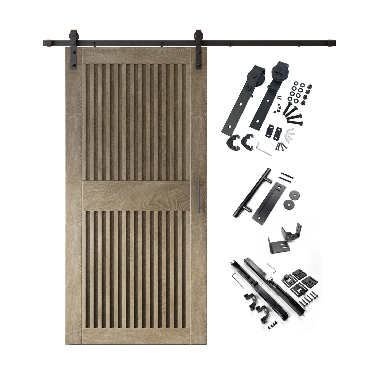 Vertical Slat Barn Door Kit | Black Hardware