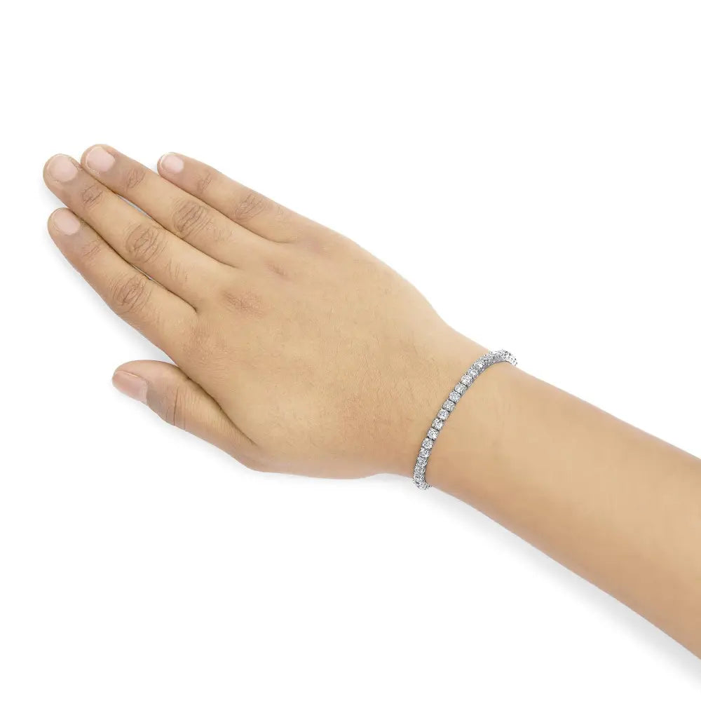 Classic Natural Diamond Tennis Bracelet in Rhodium-Plated 10K White Gold – 6 Cttw