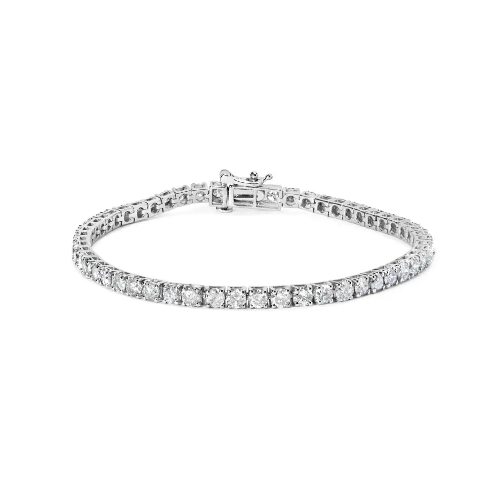 Classic Natural Diamond Tennis Bracelet in Rhodium-Plated 10K White Gold – 6 Cttw