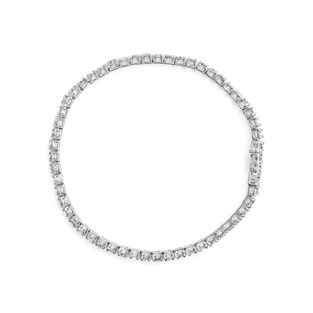 Classic Natural Diamond Tennis Bracelet in Rhodium-Plated 10K White Gold – 6 Cttw