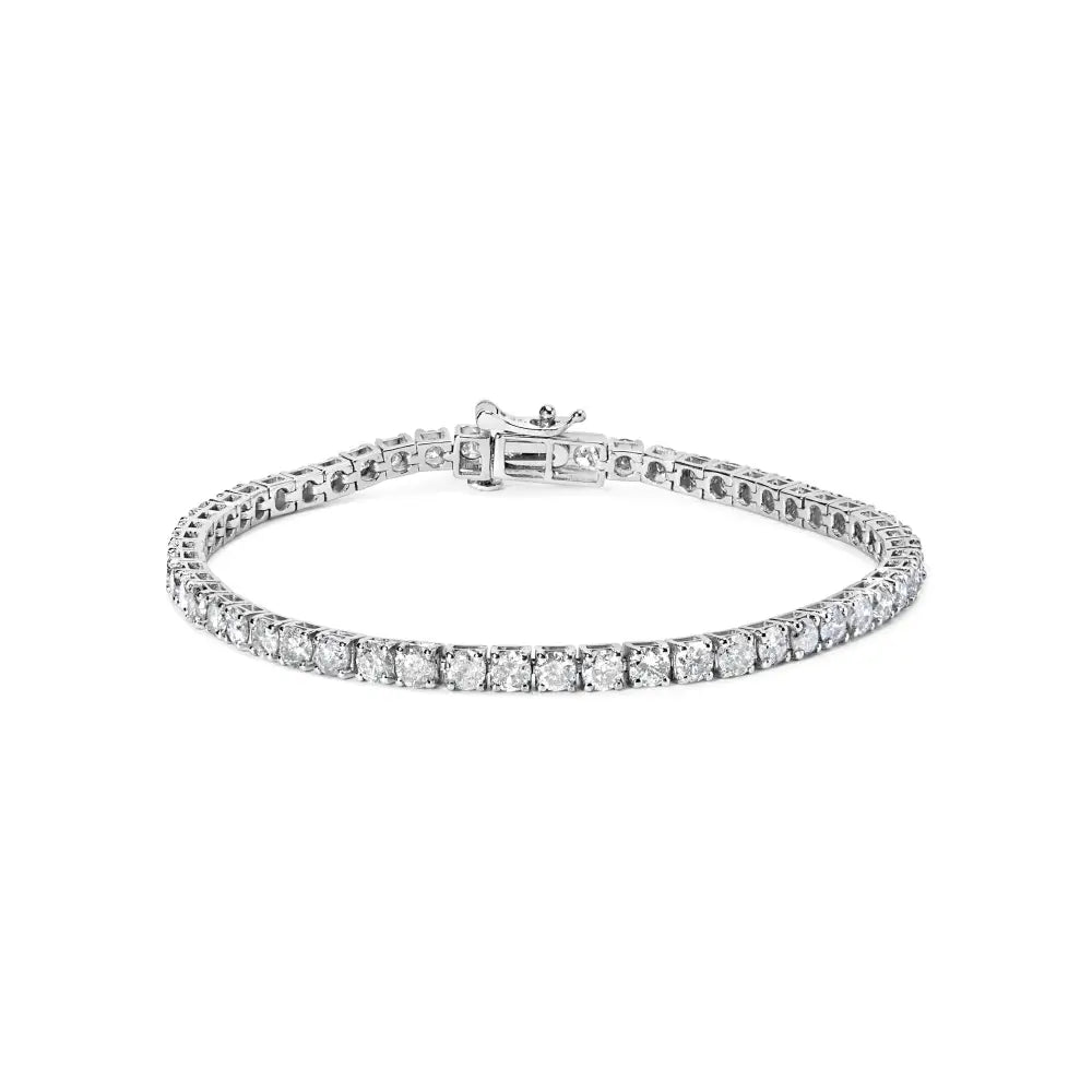Classic Natural Diamond Tennis Bracelet in Rhodium-Plated 10K White Gold – 6 Cttw