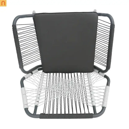 Outdoor Club Chair Woven Rope Gray Steel Frame Water Resistant Cushion