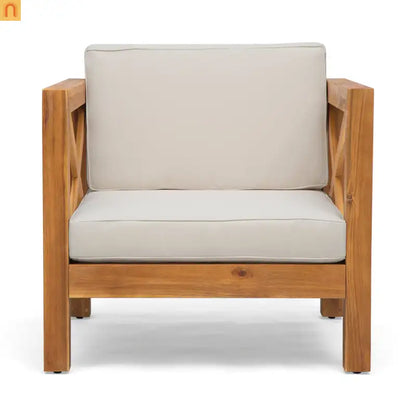Outdoor Club Chair Acacia Wood Mid-Century Teak Cushion 30x30in