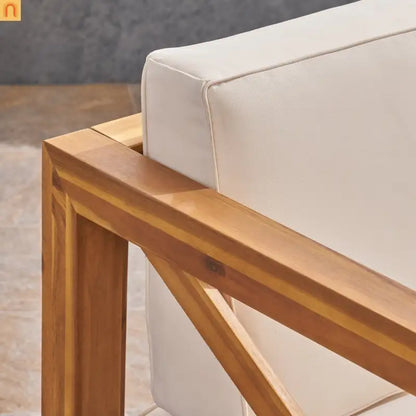 Outdoor Club Chair Acacia Wood Mid-Century Teak Cushion 30x30in