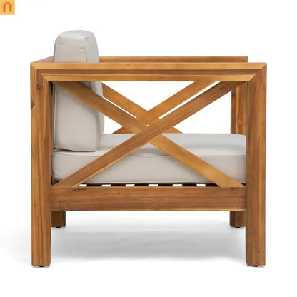 Outdoor Club Chair Acacia Wood Mid-Century Teak Cushion 30x30in