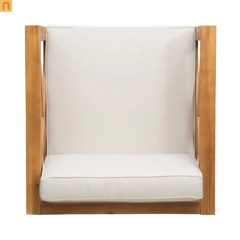 Outdoor Club Chair Acacia Wood Mid-Century Teak Cushion 30x30in