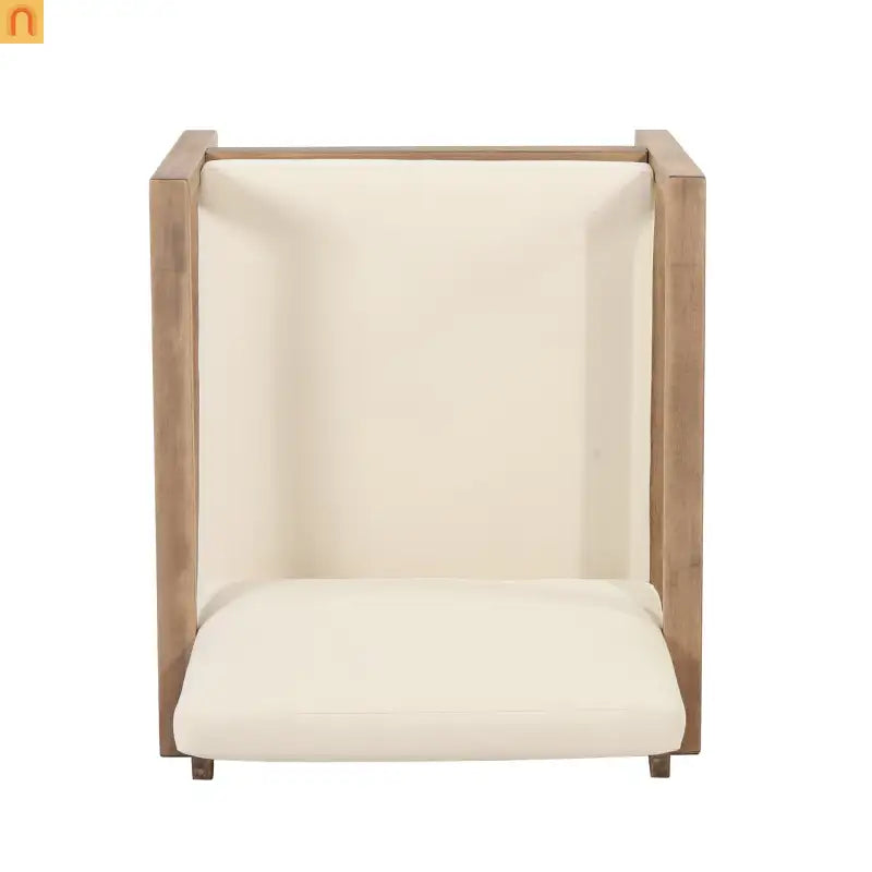 Outdoor Club Chair Acacia Wood Brown Beige Cushion Deep Seat 27.5in