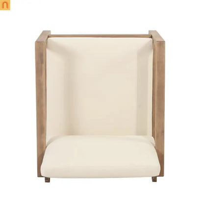 Outdoor Club Chair Acacia Wood Brown Beige Cushion Deep Seat 27.5in
