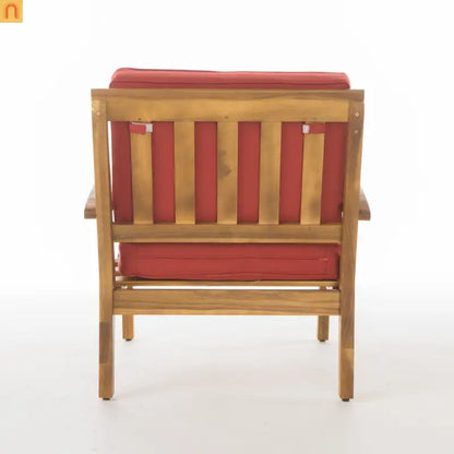 Outdoor Club Chair Acacia Wood Teak Deep Seat Water Resistant Cushion