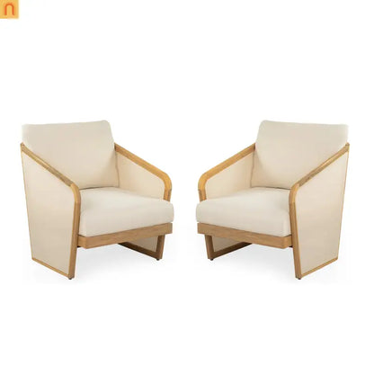 Outdoor Club Chair Set Acacia Wood 2 Piece