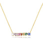 Clustered Rainbow Baguette Bar Necklace