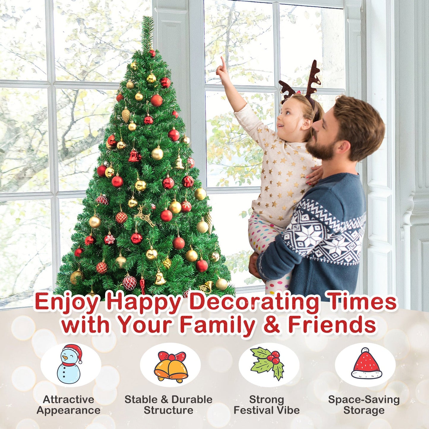 Artificial PVC Christmas Tree with Solid Metal Stand