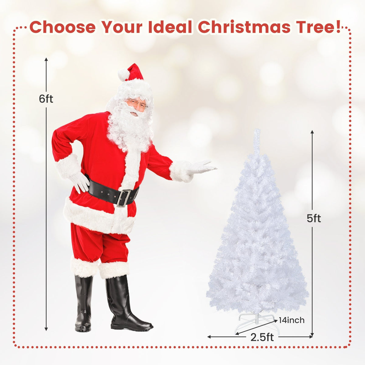 8 ft White Artificial PVC Christmas Tree with Stand