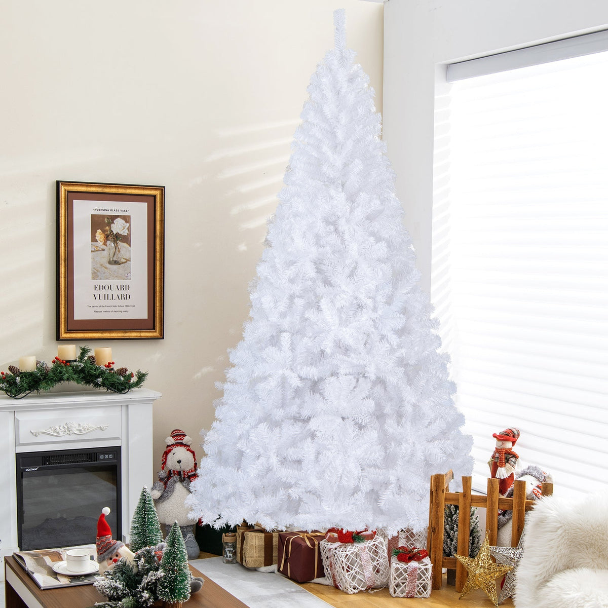 8 ft White Artificial PVC Christmas Tree with Stand