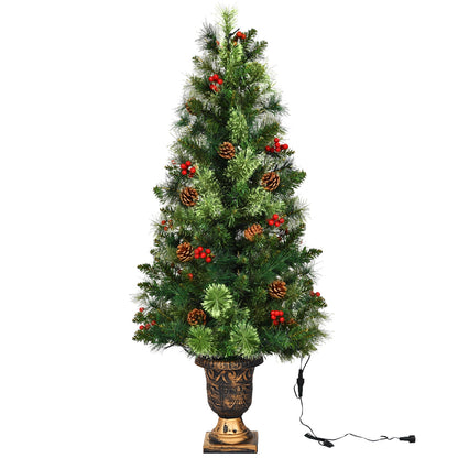 LED Christmas Tree with Red Berries Pine Cones