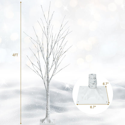 Pre-lit White Twig Birch Tree for Christmas Holiday with LED Lights