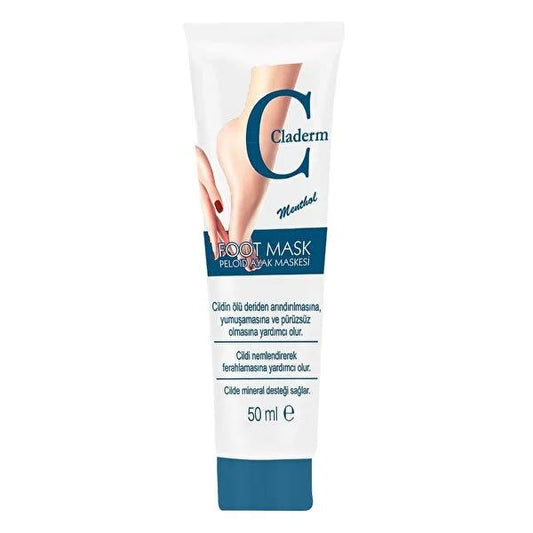 Claderm Foot Mask with Menthol Extract - 50ml, Exfoliates & Softens Dry Heel Skin