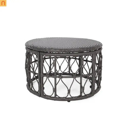 Outdoor Coffee Table Rectangular Rattan Gray 32.5x25in