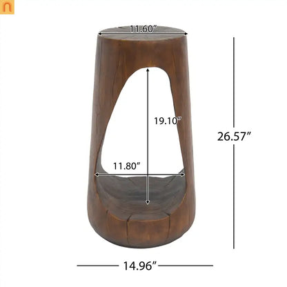Outdoor End Table MGO Antique Brown Hollow Wood Grain 14.96x26.57in