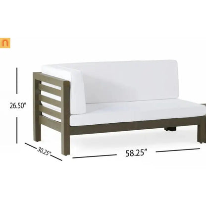 Outdoor Coffee Table Bench Set Acacia Wood White 58.25in