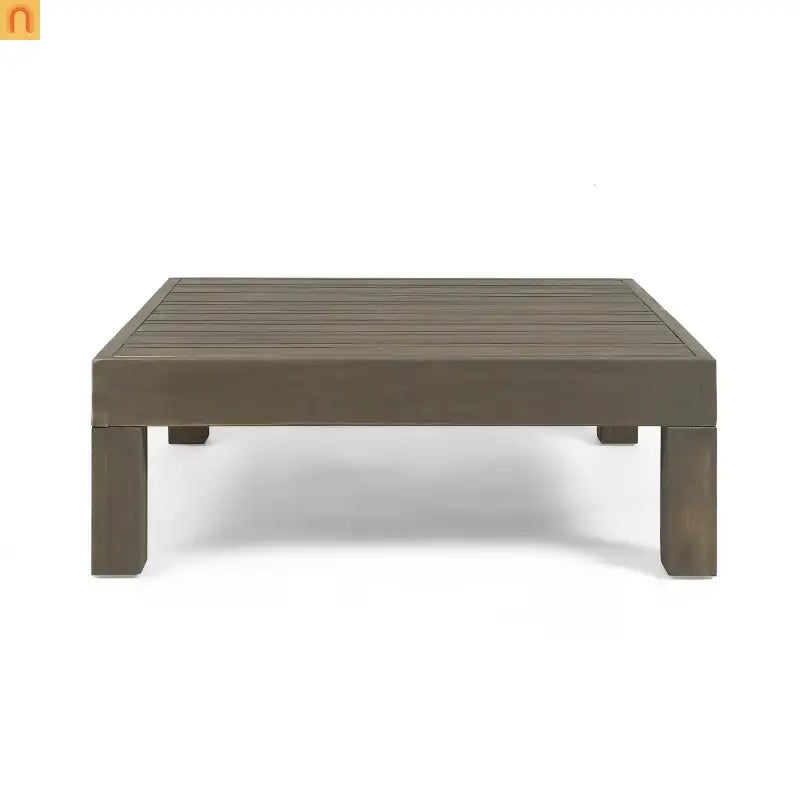 Outdoor Coffee Table Bench Set Acacia Wood White 58.25in