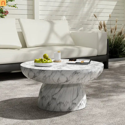 Outdoor Coffee Table Square MGO Faux Marble 27.5in
