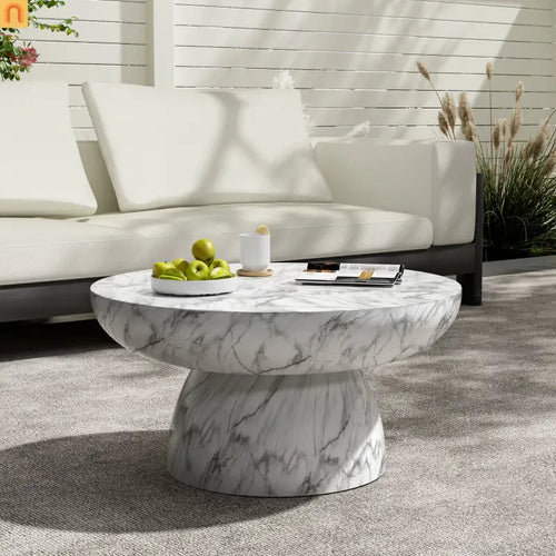 Outdoor Coffee Table Square MGO Faux Marble
