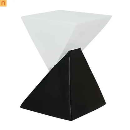 Outdoor Side Table MGO Black White Geometric 12.5x18in