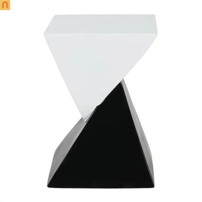 Outdoor Side Table MGO Black White Geometric 12.5x18in
