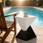 Outdoor Side Table MGO Black White Geometric 12.5x18in
