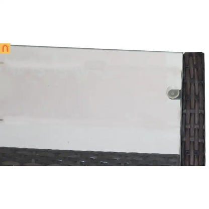 Outdoor Coffee Table PE Rattan Brown Iron Tempered Glass 34.6x20.5in