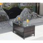 Outdoor Coffee Table PE Rattan Brown Iron Tempered Glass 34.6x20.5in