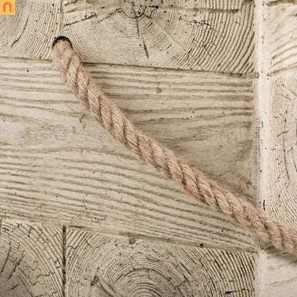 Outdoor Side Table MGO Wood Grain Braided Cord Square Retro 14.76x17in