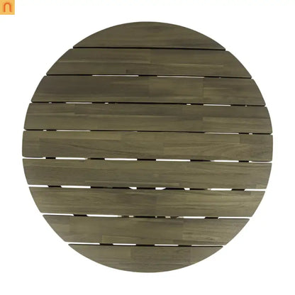 Outdoor Coffee Table Round Acacia Wood Gray 31.5in Dia 16in H 215 LB