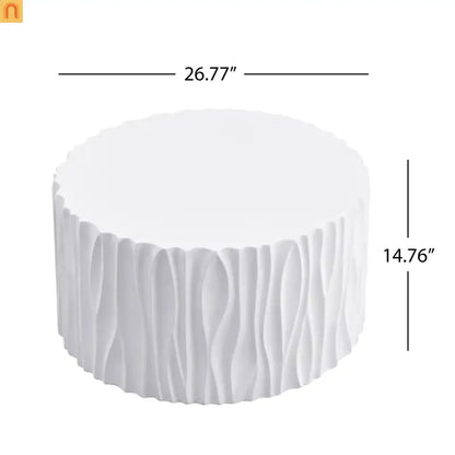Outdoor Round Coffee Table 26.8" White Wavy