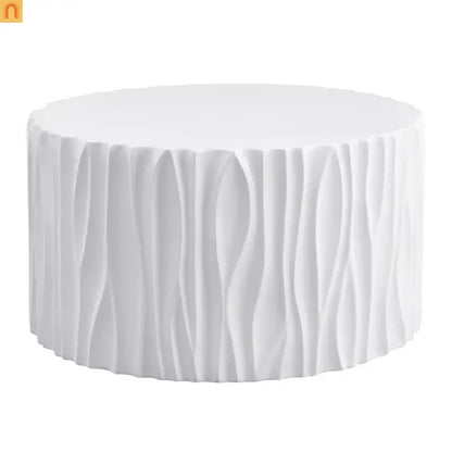Outdoor Round Coffee Table 26.8" White Wavy
