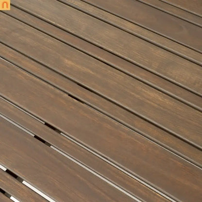 Outdoor Coffee Table Square Acacia Wood Gray Slat Panel 29.5in