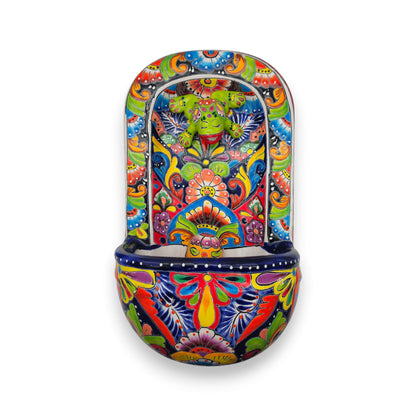 Colorful Talavera Wall Fountain | Mexican Ceramic Water Feature
