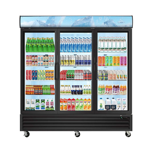 Commercial 70 Cu.Ft Reach-In Glass Door Merchandiser Freezer With LED Top Panel And Swing Door (SAK43890)