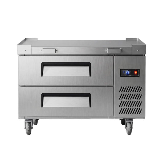 Commercial Double Drawer Undercounter Worktop Fridge With Chef Base & Wheels (SAK80596)