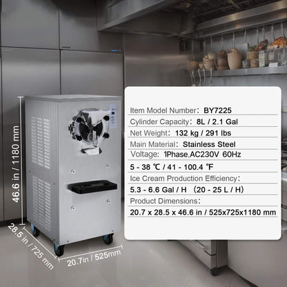 Commercial 20-25L/H Single-Flavor Hard Serve Stainless Steel Ice Cream Machine (SAK20782)