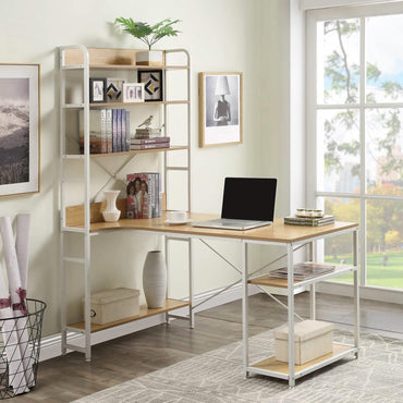 Computer Desk with 4 Tier Storage Shelves Large L-Shaped