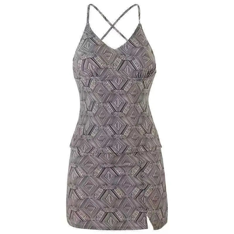 Conservative Artistic Color Split Geometric Mini Dress