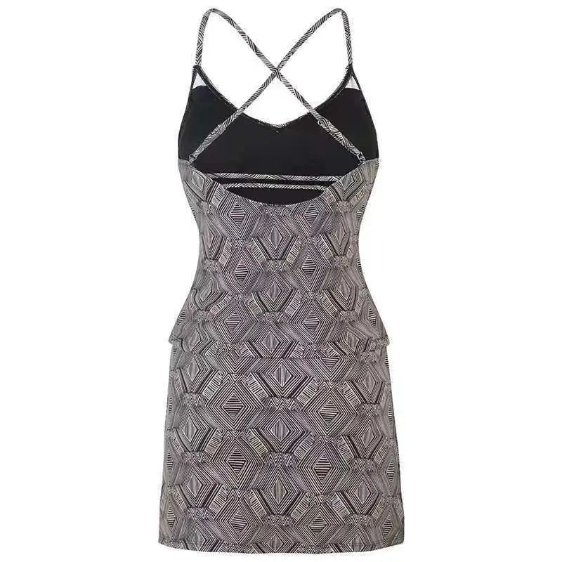 Conservative Artistic Color Split Geometric Mini Dress