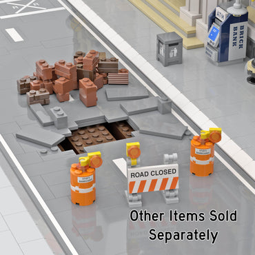 "Road Closed" Construction Barrier - Custom Printed Building Set - Made Using LEGO® Parts