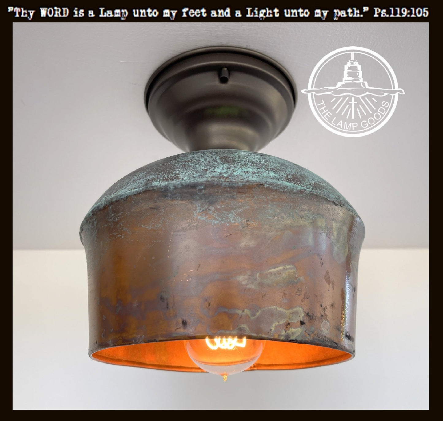 Handcrafted Copper Farmhouse Ceiling Light | 8.5" Flush Mount