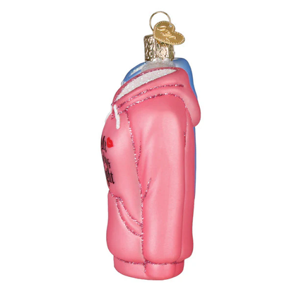 Mr And Mrs Hoodies  Glass Ornament