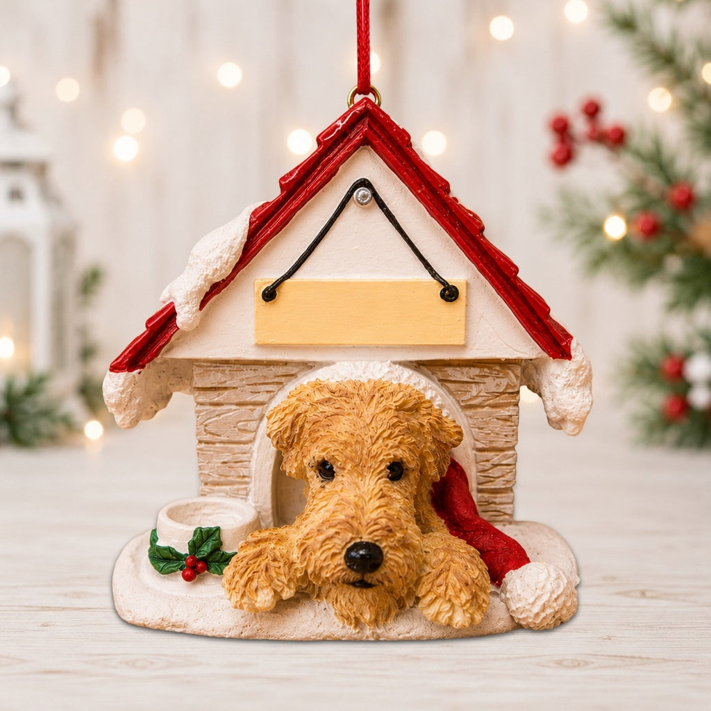Ceramic Doghouse Ornament - Airedale