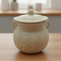 Cream Talavera Bean Pot with Lid | Handmade Mexican Clay