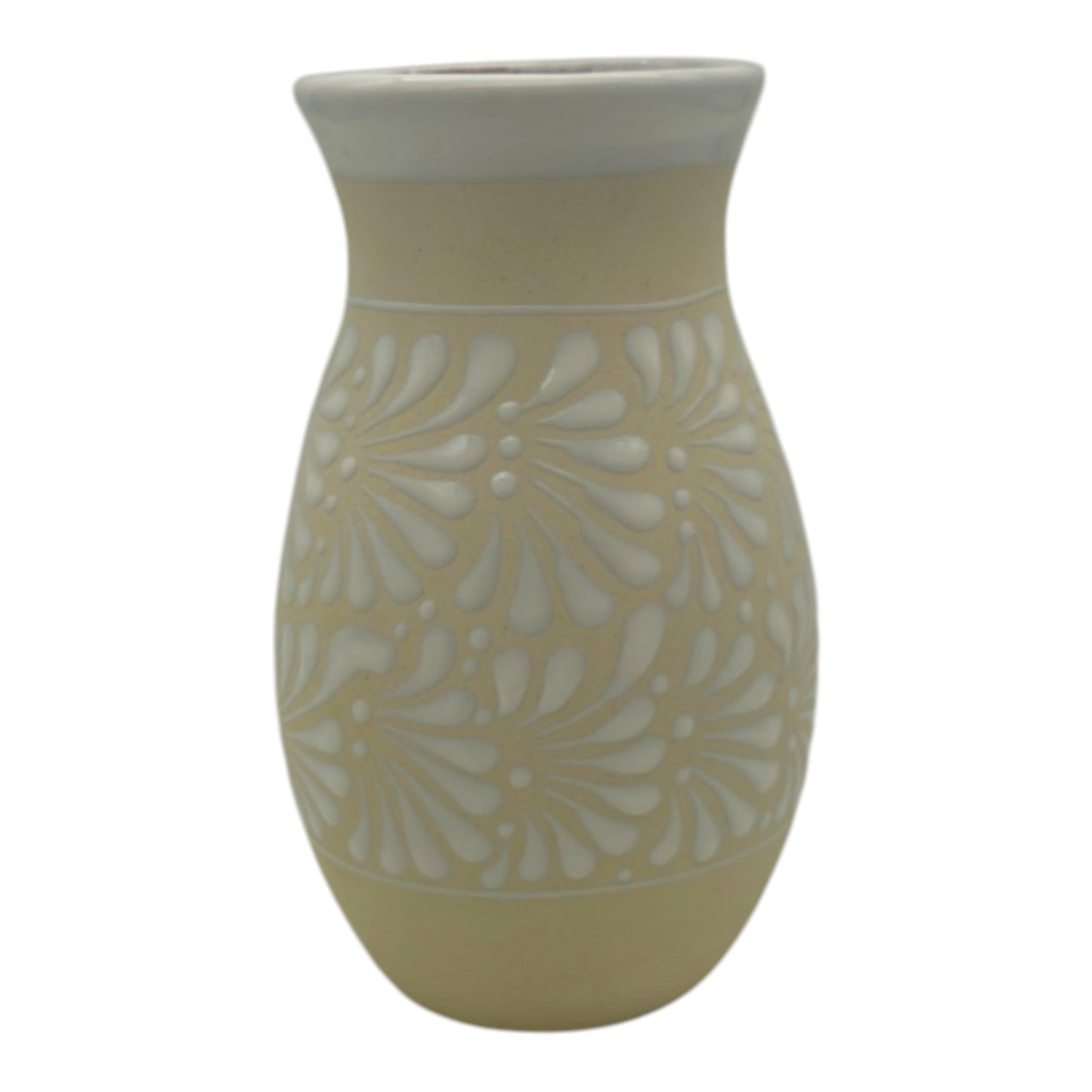 Cream & White Talavera Vase | Handmade Floral Pottery